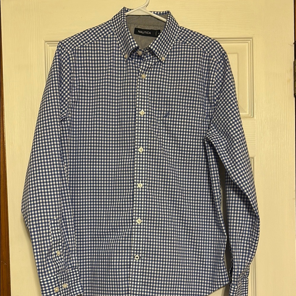 Nautica Blue/white medium  Button Down Shirt